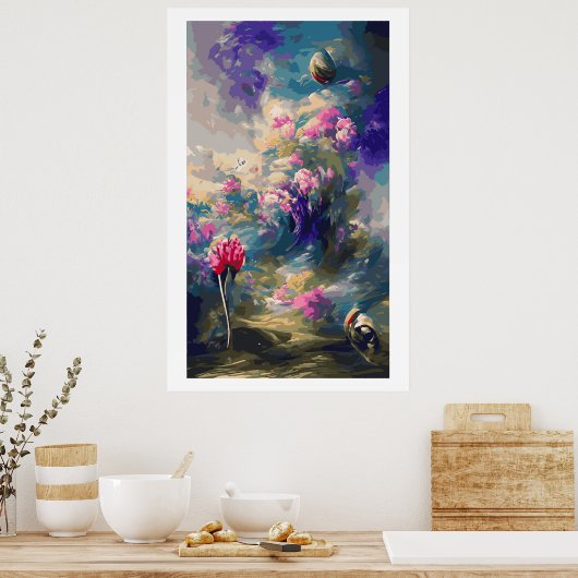 シュレアル抽象芸術花景色第3号 ポスター (キッチン)