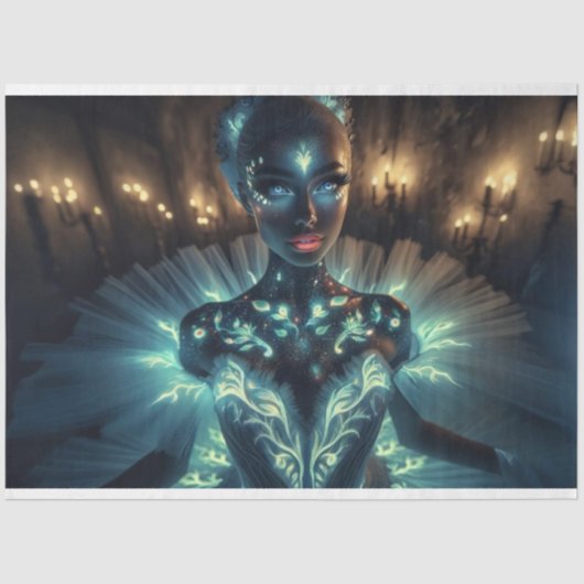 シュレアル白熱［赤熱］光を放つバレリナデクページ紙 薄葉紙 (正面)