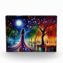 シュレアル・ガール・ファンタジー・ムーンライト・パーク虹の木 フォトブロック