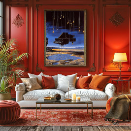 シュレアル・フローティング・ピアノ（音符つき） ポスター