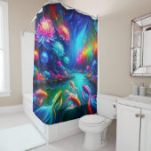 「シュレアル・リバーの夢鮮やかの風景 – 自然・アート」 シャワーカーテン (インサイチュ)