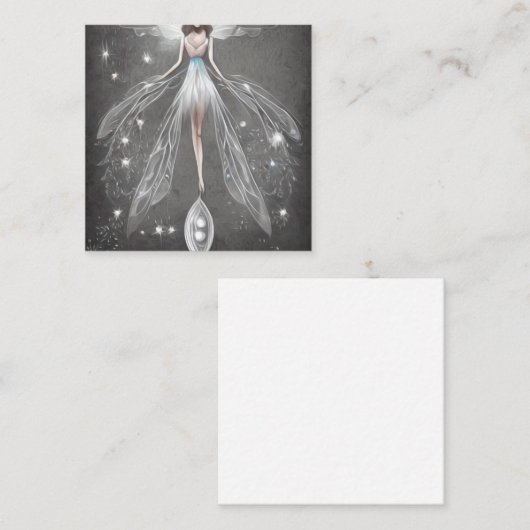 シュレア絵を描ルホワイトドレスフェアリー スクエア名刺 (正面/裏面)