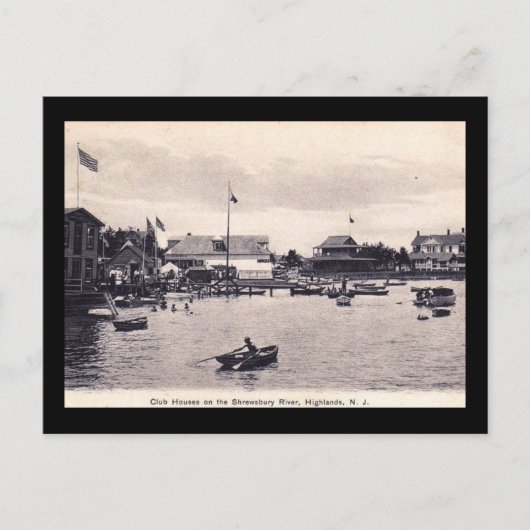 シュレウズベリーリバークラブハウス，ハイランズ， NJヴィンテージ ポストカード (正面)