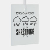 シュレッダー天気予報スキーの100%の可能性 ガラスオーナメント (正面右)