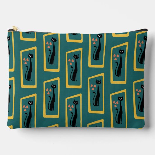 シュレディナーズキャットミッドセンチュリーモダンダークブルー アクセサリーポーチ (正面)