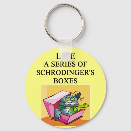 シュレディンガーのキャットボックスジョーク キーホルダー (正面)