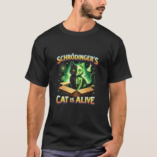シュレディンガーの好奇心旺盛な猫 Tシャツ (正面)