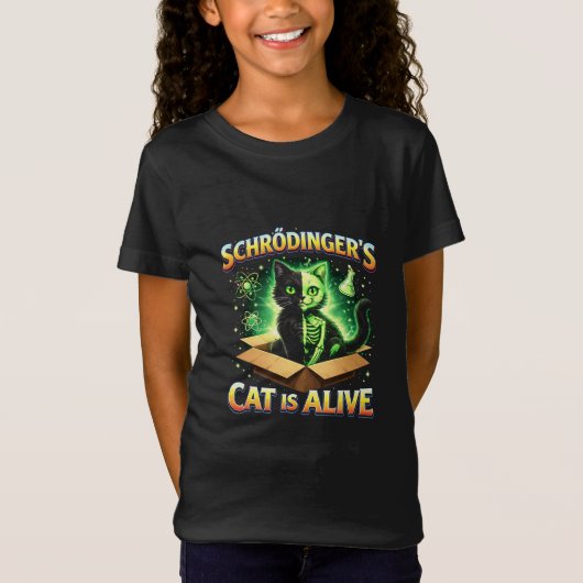 シュレディンガーの好奇心旺盛な猫 Tシャツ (正面)