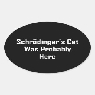 シュレディンガーの猫が来たのかもしれない 楕円形シール