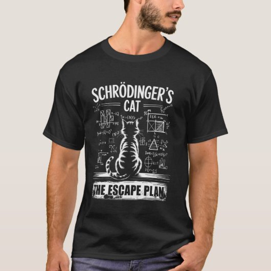 シュレディンガーの猫の面白い脱出科学プランのデザイン Tシャツ (正面)