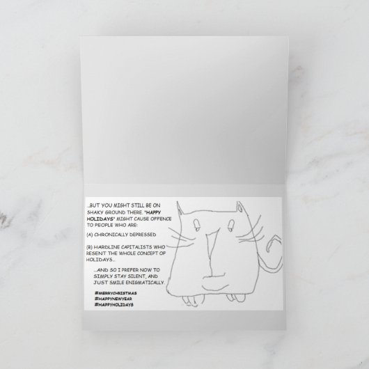 シュレディンガーの猫：クリスマスを政治的に矯正 カード (内部)