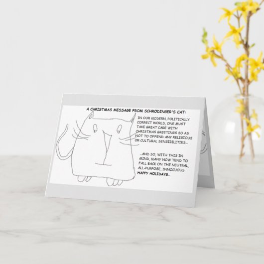 シュレディンガーの猫：クリスマスを政治的に矯正 カード (黄色い花)
