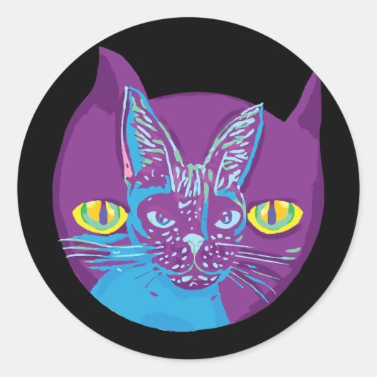 シュレディンガーの芸術的猫 ラウンドシール (正面)