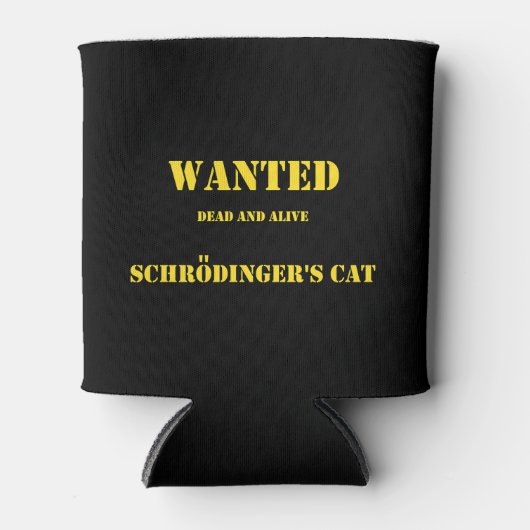 シュレーディンガーの猫が逃走中!面白量子力学ジョーク 缶クーラー (正面)
