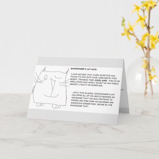 シュレーディンガーの猫：COVIDセーフ カード (黄色い花)