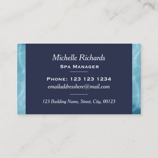 シュロの葉のスパのプールのさざ波 名刺 (裏面)