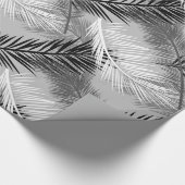 シュロの葉のプリント、白黒灰色/灰色 ラッピングペーパー (角)