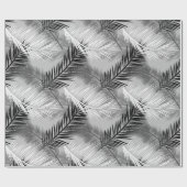 シュロの葉のプリント、白黒灰色/灰色 ラッピングペーパー (フラット)