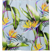 シュロの葉の熱帯アクセント極楽鳥 シャワーカーテン (正面)