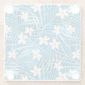 シュロの葉の青パターン ガラスコースター (裏面)