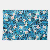 シュロの葉の青パターン キッチンタオル (横)
