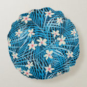 シュロの葉の青パターン ラウンドクッション (裏面)