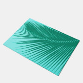 シュロの葉-ターコイズおよび水 ドアマット (アングル)