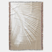 シュロの葉-暗灰色の日焼けの白 スローブランケット (正面縦)
