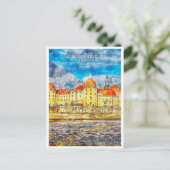 シュロスモリツブルクドイツ旅行水色 ポストカード (スタンド正面)