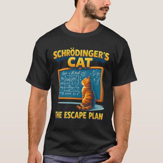 シュローダーCat the Escape Plan おもしろい Science Tea Tシャツ (正面)