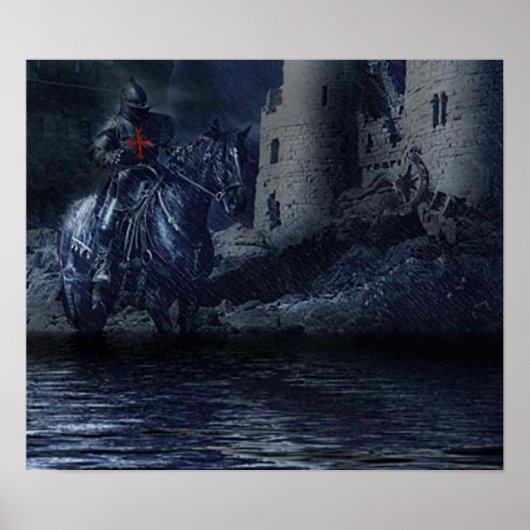 シュヴァルツァー・テンペリッターvor einer Burg ポスター (正面)