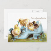 シューのヴィンテージイースターカードの雛 シーズンポストカード (正面/裏面)
