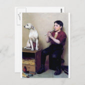 シューシャインボーイ遊フルートと彼の犬 ポストカード (正面/裏面)