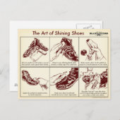 シューズのシャイン図解入りの、写真付きの方法ガイド葉書 ポストカード (正面/裏面)