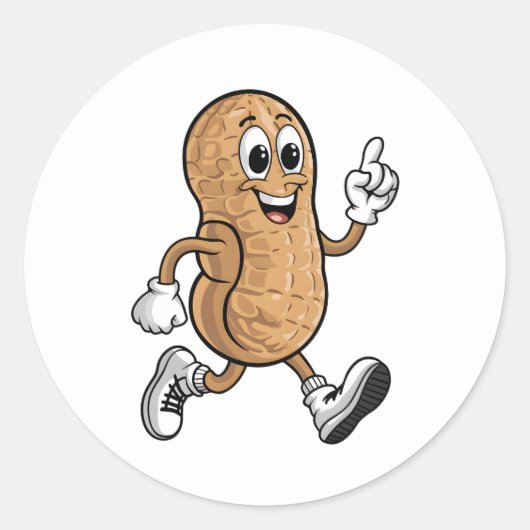 シューズグローブ付き明るいピーナッツマスコットマンガ ラウンドシール (正面)