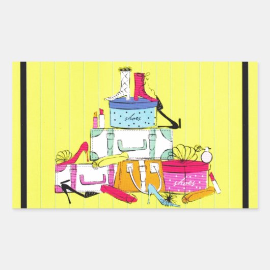 シューズシューズシューズ&ラゲッジキュートカラフルデザイン 長方形シール (正面)