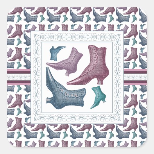 シューズストア、シューズ愛好家ヴィンテージブビクトリアンーツ スクエアシール (正面)