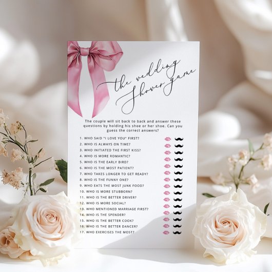シューズ結婚ゲームピンクボウブライダルシャワーゲーム