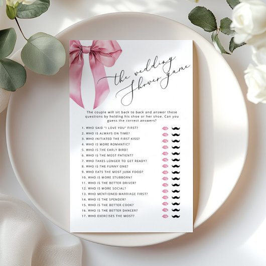シューズ結婚ゲームピンクボウブライダルシャワーゲーム