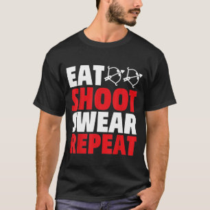 シューッ食べトウェア繰り返し矢の弓狩りアーチェリー Tシャツ