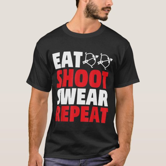 シューッ食べトウェア繰り返し矢の弓狩りアーチェリー Tシャツ (正面)
