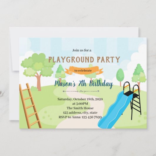 シューツとラダーの誕生日テーマ招待状 招待状 (正面)