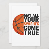 シュートが全て決まりますように!バスケおもしろTシャツ 招待状 (正面/裏面)