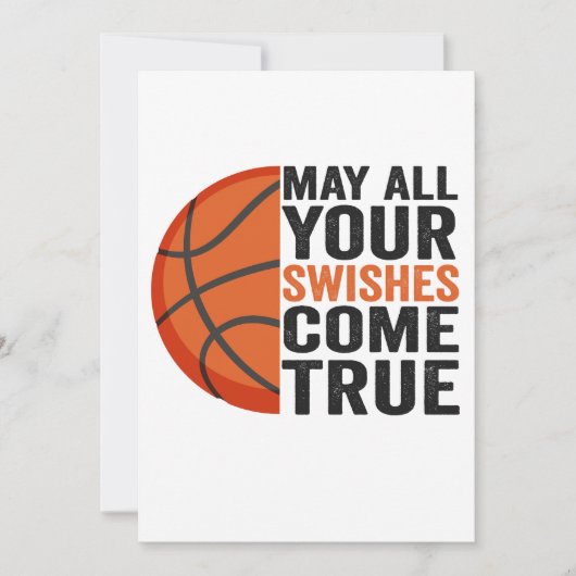 シュートが全て決まりますように 面白い バスケットボール 招待状 (正面)