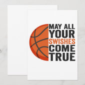 シュートが全て決まりますように 面白い バスケットボール 招待状 (正面/裏面)