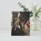 シュートの中でロープを牛に結ぶブルライダー ポストカード (スタンド正面)