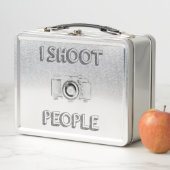 シュートの人々のおもしろいな文字の写真のカメラのカメラマン メタルランチボックス (インサイチュ)