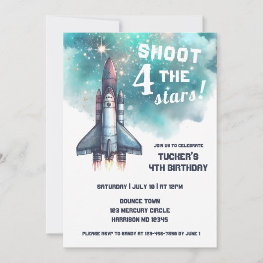 シュートフォーザスターズボーイズ宇宙第4誕生日 招待状 (正面)