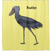 シュービル鳥の漫画イラストレーション シャワーカーテン (正面)