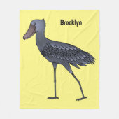 シュービル鳥の漫画イラストレーション フリースブランケット (正面)